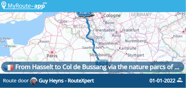 From Hasselt to Col de Bussang via the nature parcs of Ardennes and Lorraine (488km)
