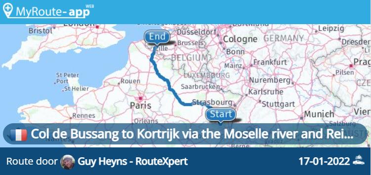 From Col de Bussang to Kortrijk via de Moselle river and Reims (581 km)
